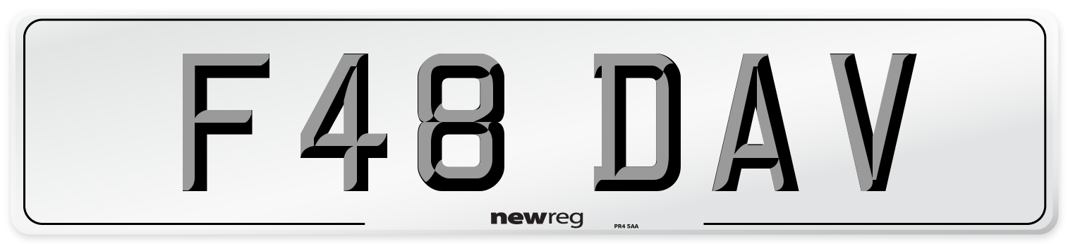 F48 DAV Number Plate from New Reg
